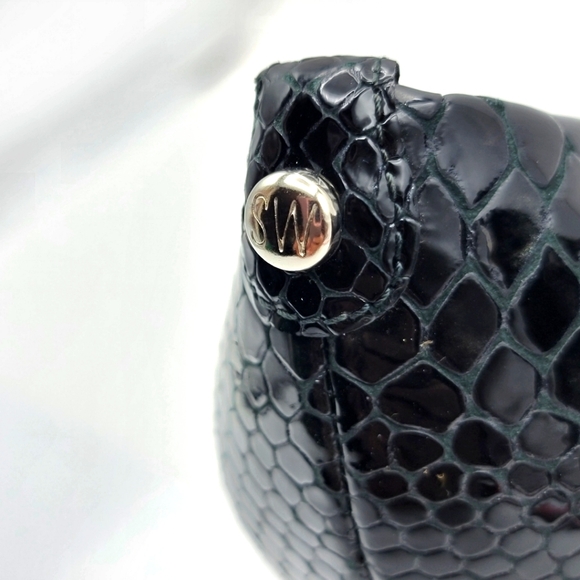 Stuart Weitzman, Blue/Black Snake Skin PeepToe Heels. Size 8M.  #1213 - Picture 3 of 9